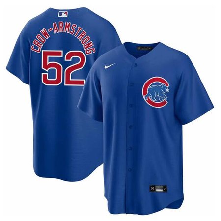 Men's Chicago Cubs #52 Pete Crow-Armstrong Blue 2024 Cool Base Stitched Baseball Jersey